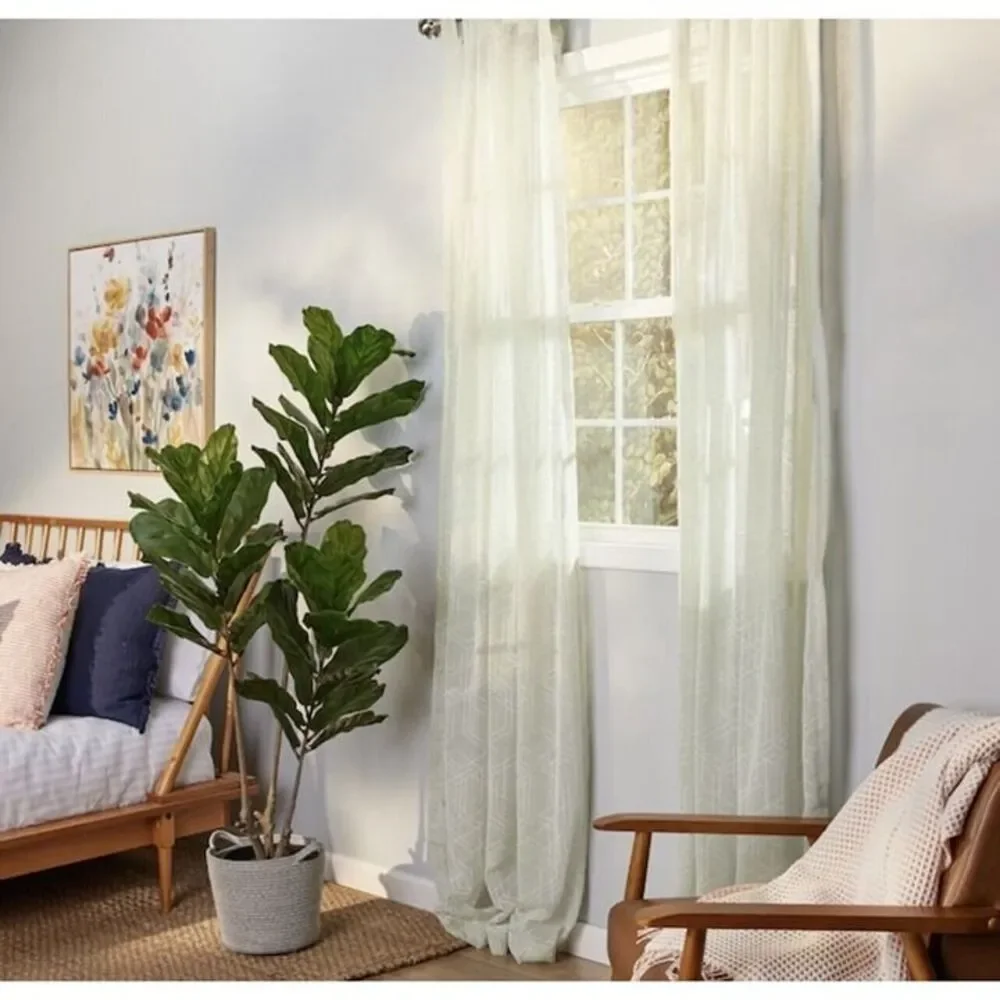 Origin 21 84-in Linen Light Filtering Single Curtain Panel - Seagreen